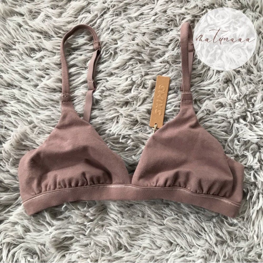 Skims Cotton Jersey Triangle Bralette in Umber XS